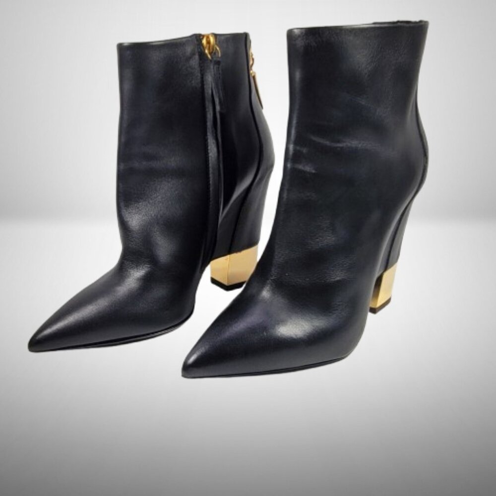 Giuseppe Zanotti Black Leather Shark Tooth Pointed Toe - Size: 38 - Picture 5 of 14